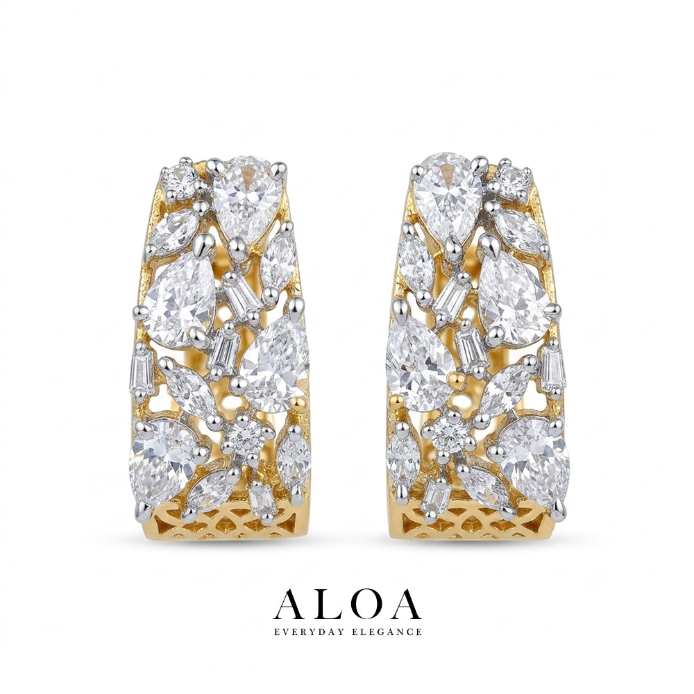 Multi-Cut CZ Hoop Earrings