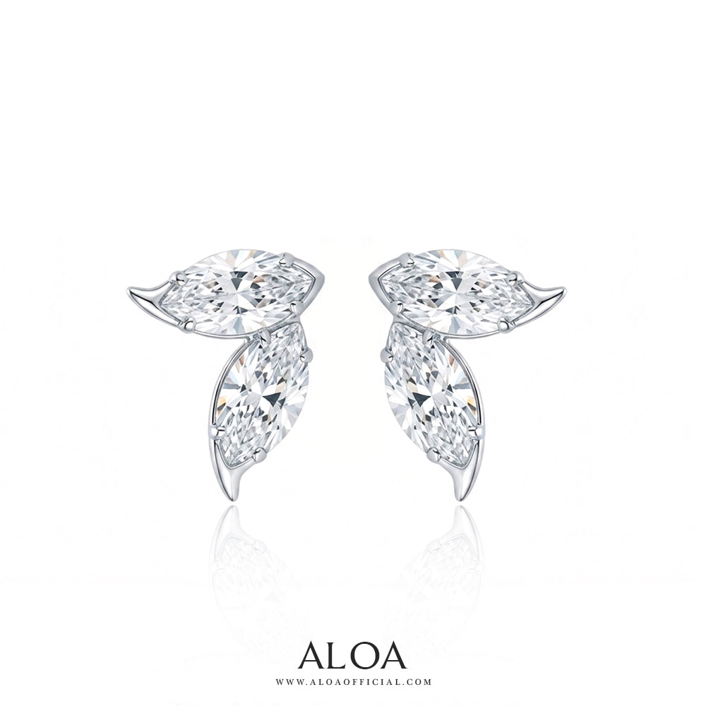 Sparkling Marquise Leaf Cluster Earrings