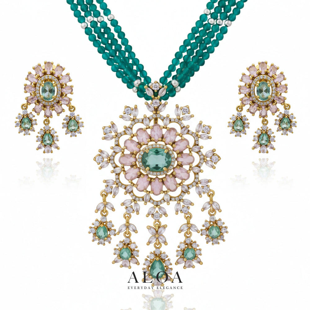 Imperial Mint & Blush Neckalce Set