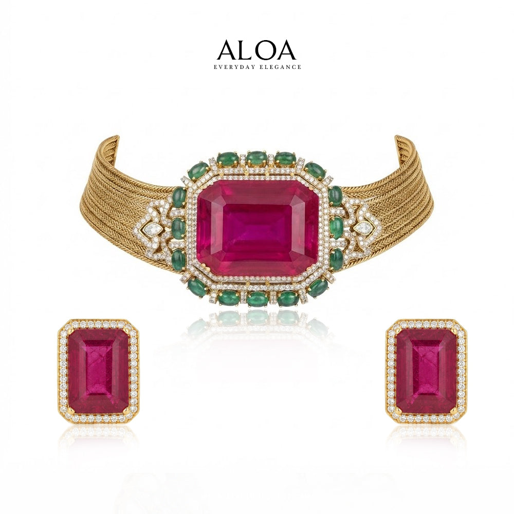 Ruby Pink Statement Choker