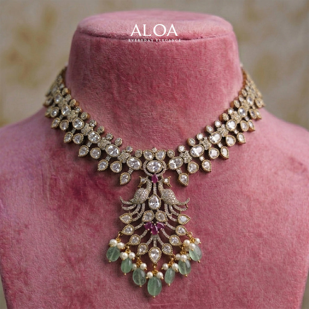 Peacock Motif Heritage Necklace Set