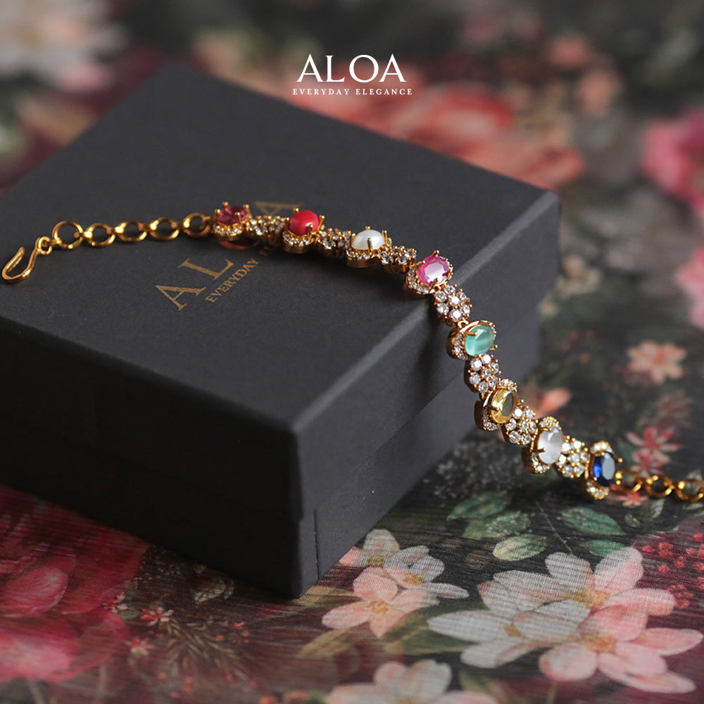 Navratna Heritage Multi-Gemstone Bracelet