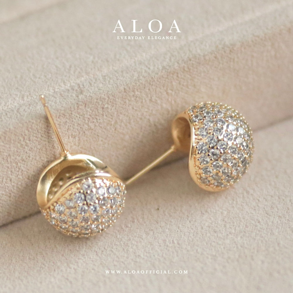 Golden CZ Sphere Studs