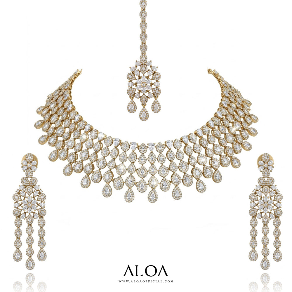 Gold-Tone Diamond-Style Choker Set