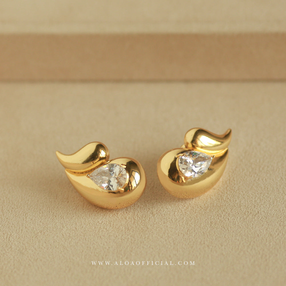 Golden Glow CZ Statement Earrings