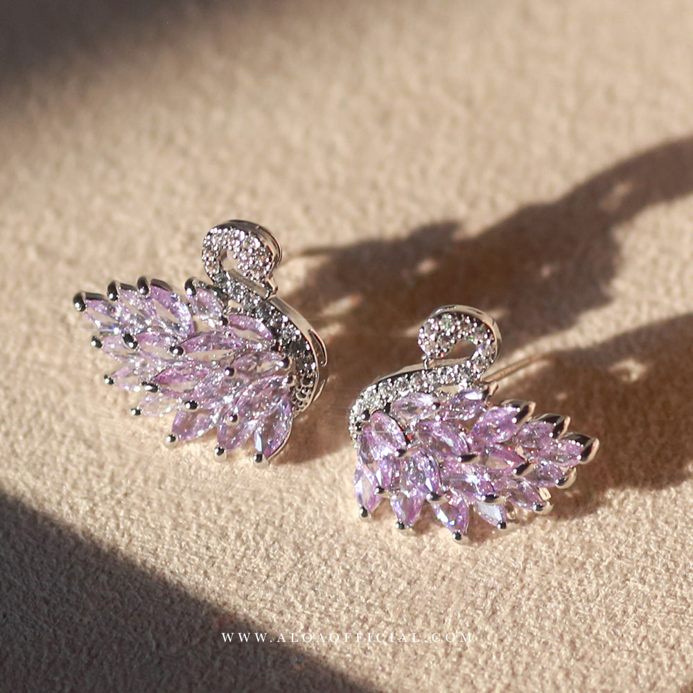 Purple Swan Earrings