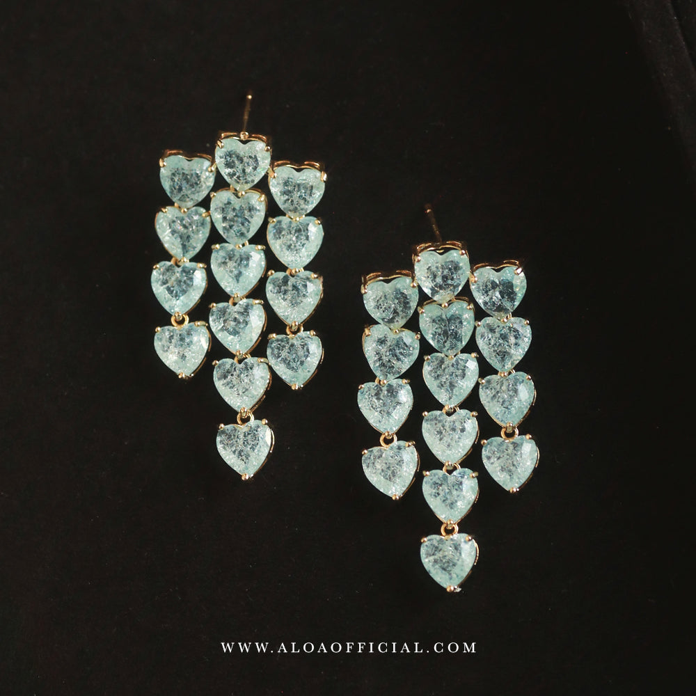 Mint Heartfall Earrings