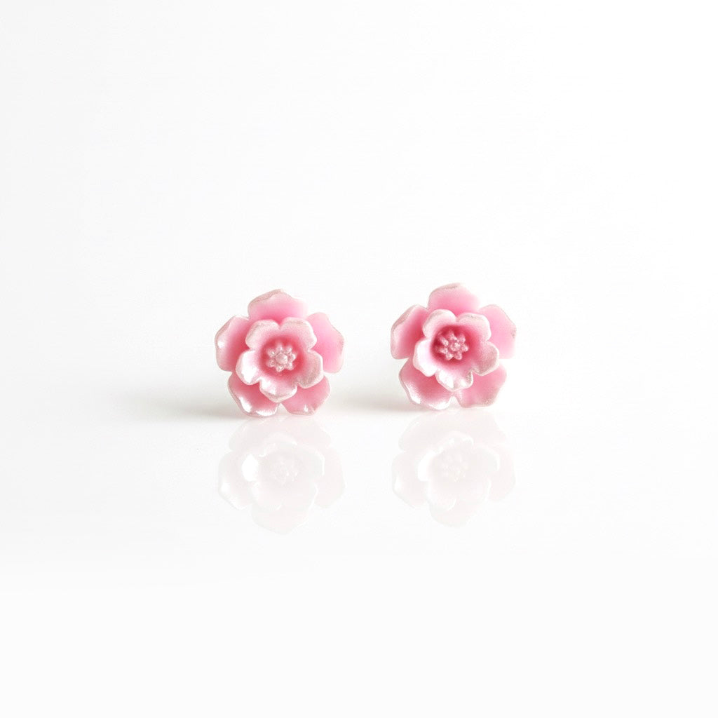 Dainty Pink Flower Studs