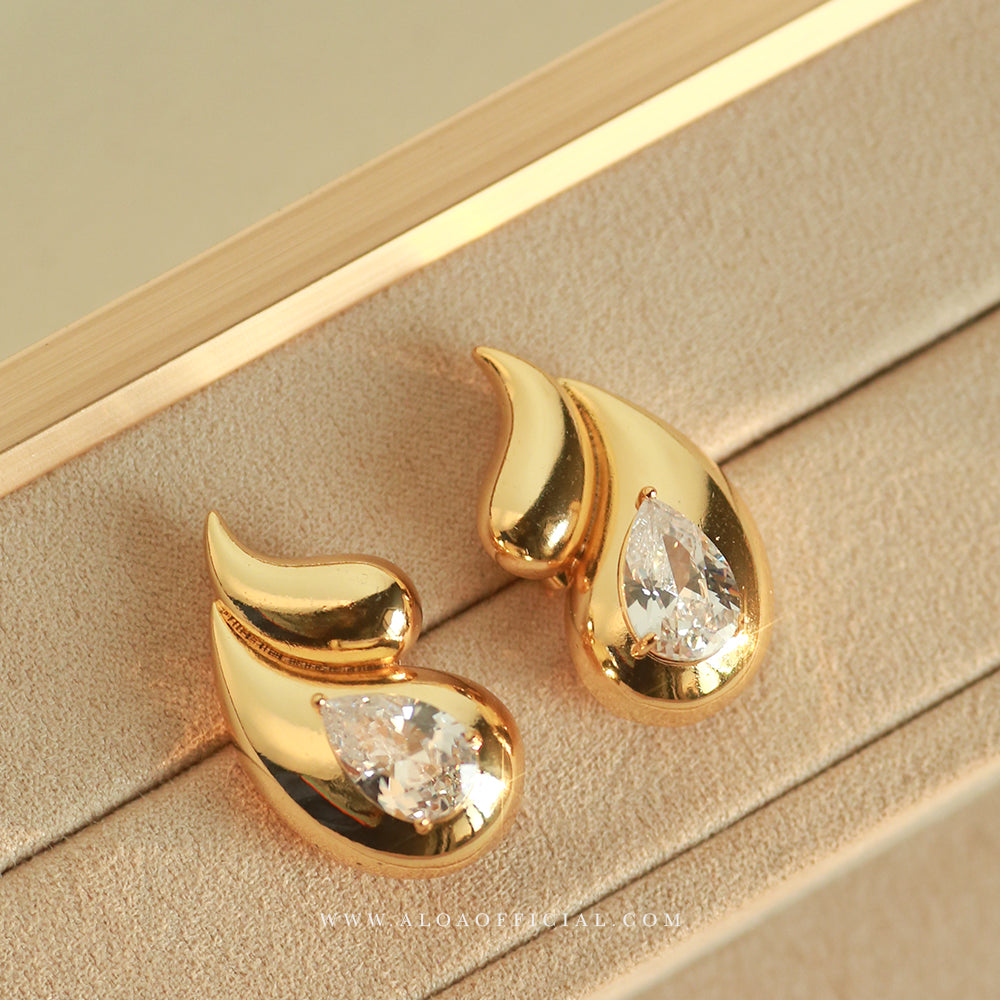 Golden Glow CZ Statement Earrings