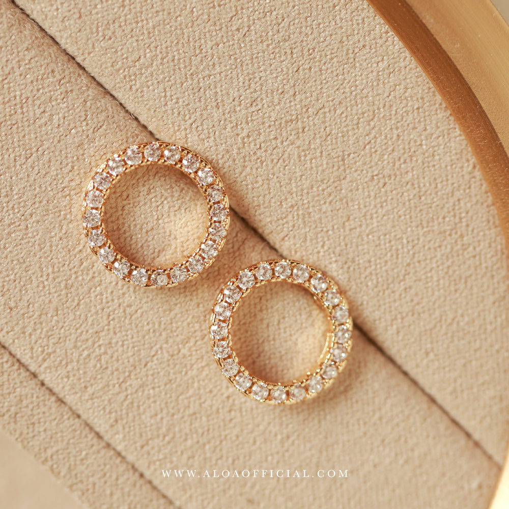 Golden CZ Halo Studs