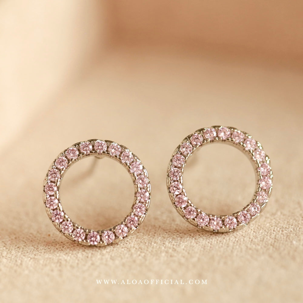 Pink CZ Halo Studs