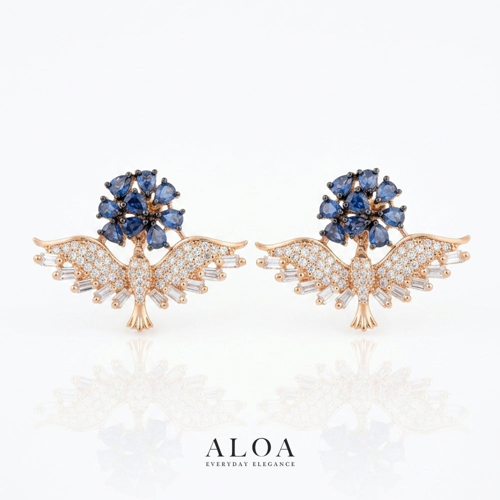 Blue Bird Stud Earrings