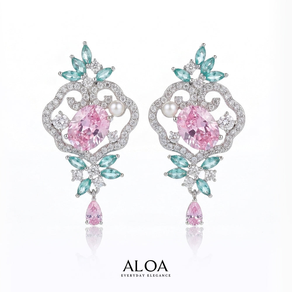 Teal and Pink Earrings