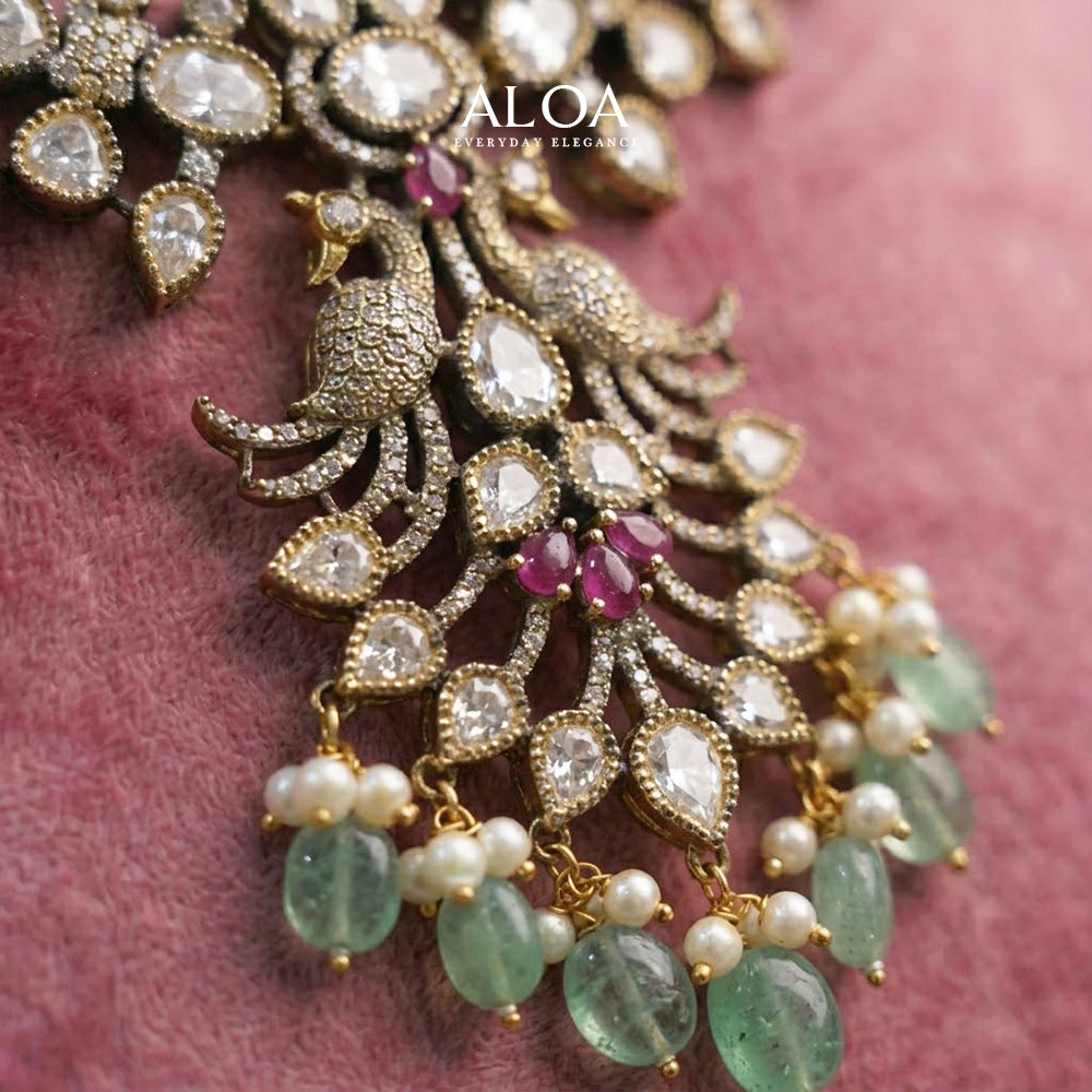 Peacock Motif Heritage Necklace Set