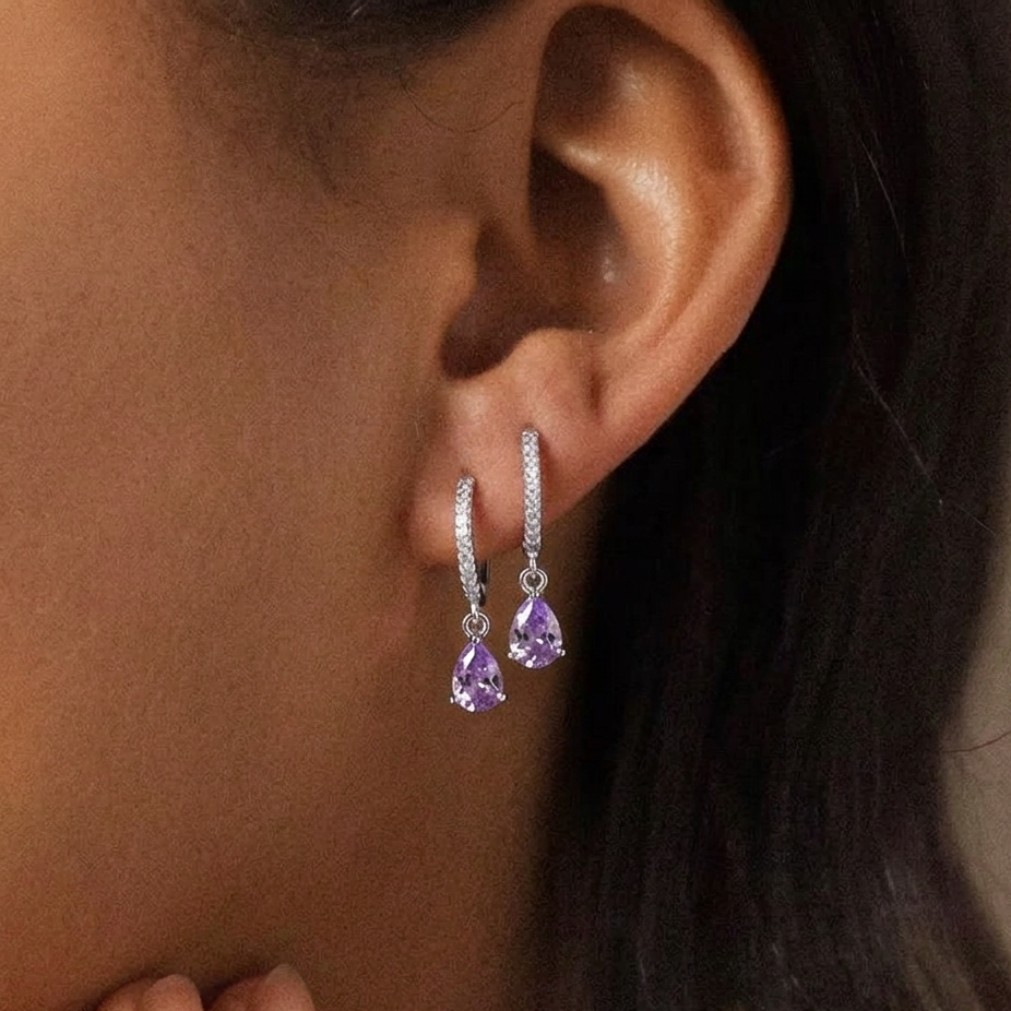 Lavender Drop Hoops