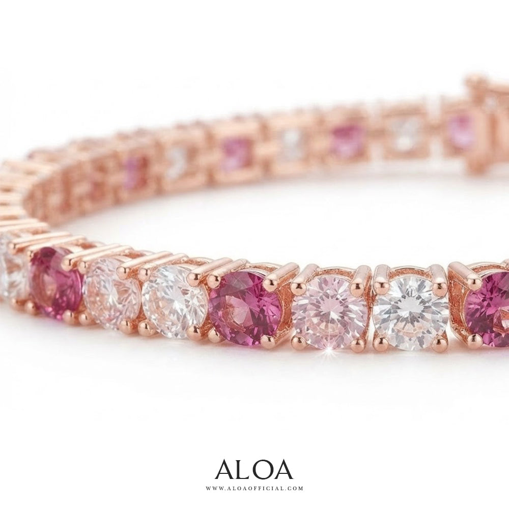 Ombre Rose Gradient CZ Tennis Bracelet