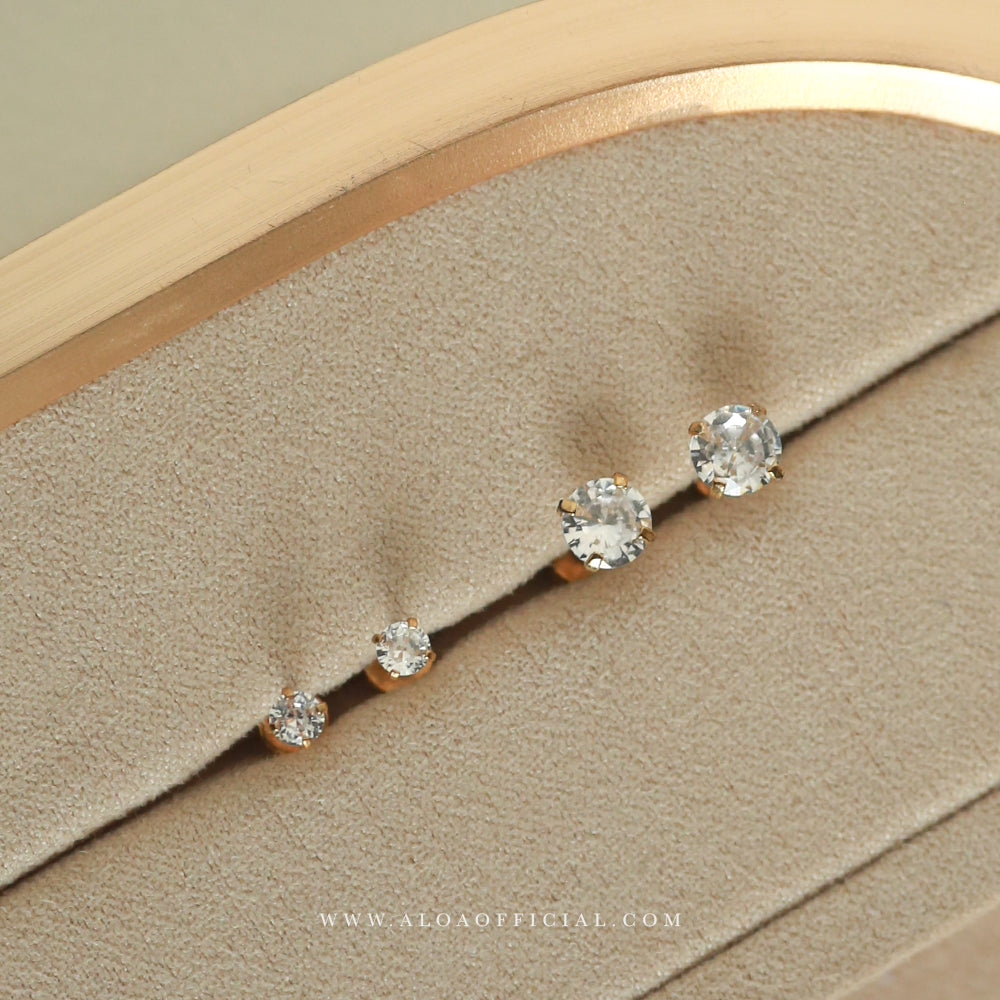 Golden CZ Screw Back Studs