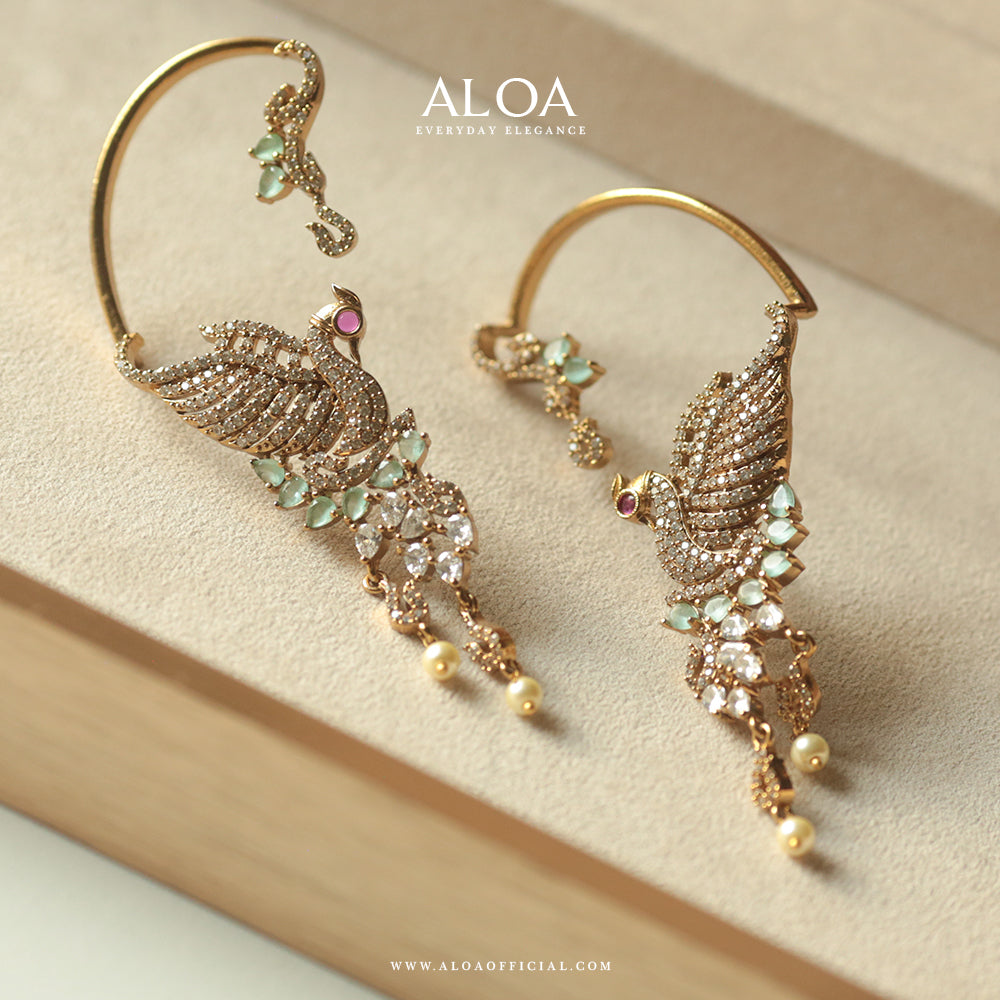 Majestic Winged Peacock Antique Cuffs