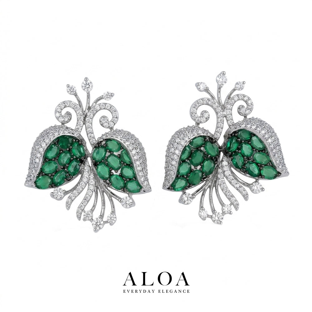Emerald Plume Studs