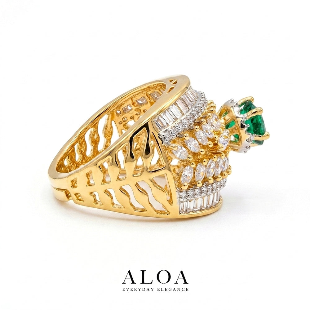 Green Stone Statement Adjustable Ring