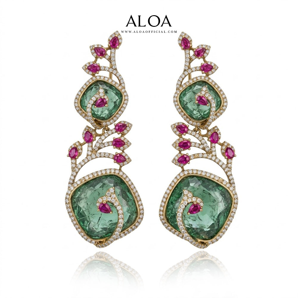 Mint Green Cushion-Cut Necklace Set
