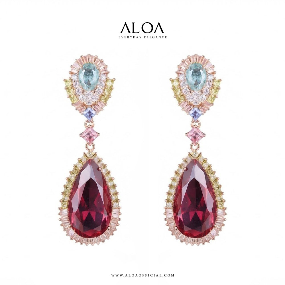Rose Gold Ruby Drop Earrings