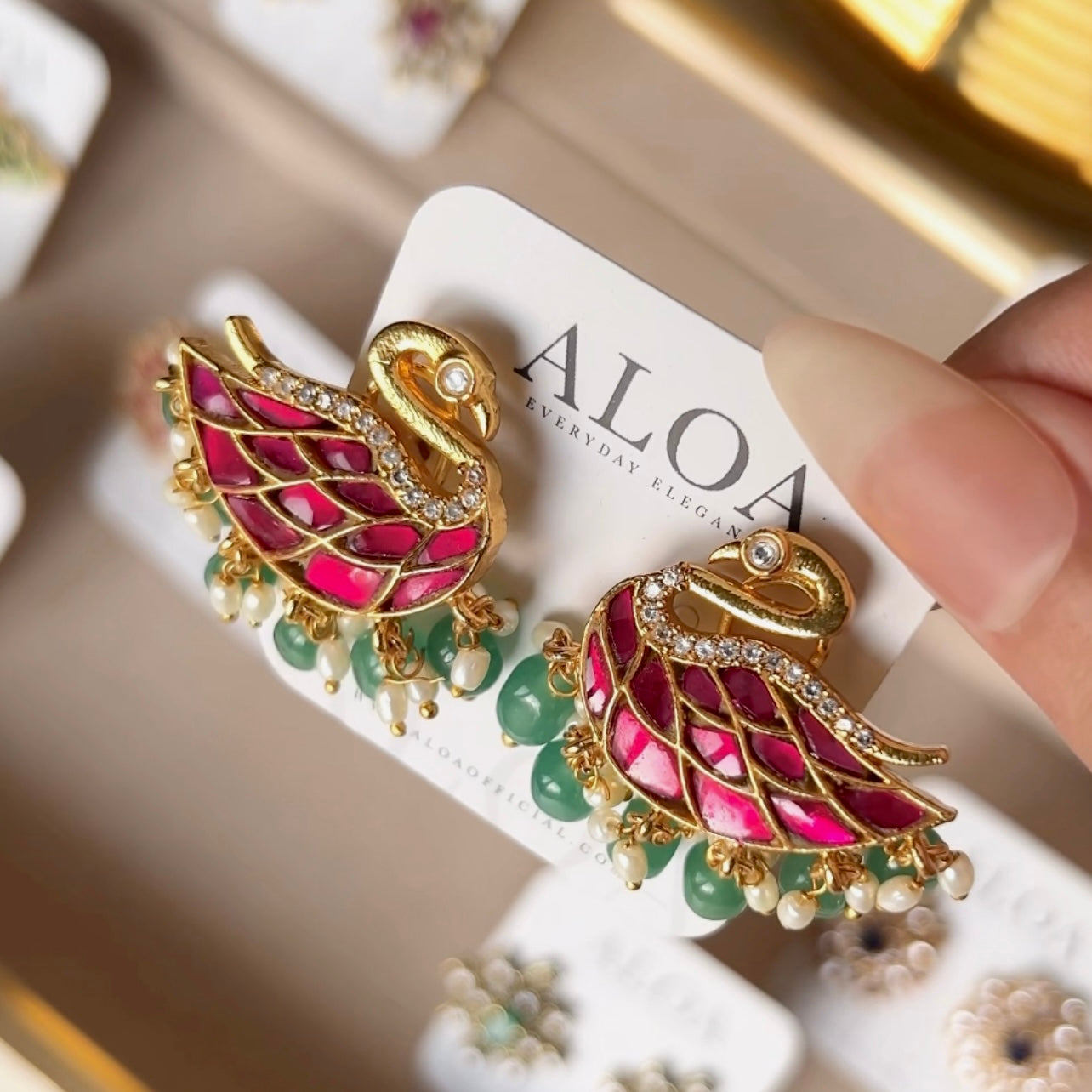 Swan Statement Screw Back Earrings