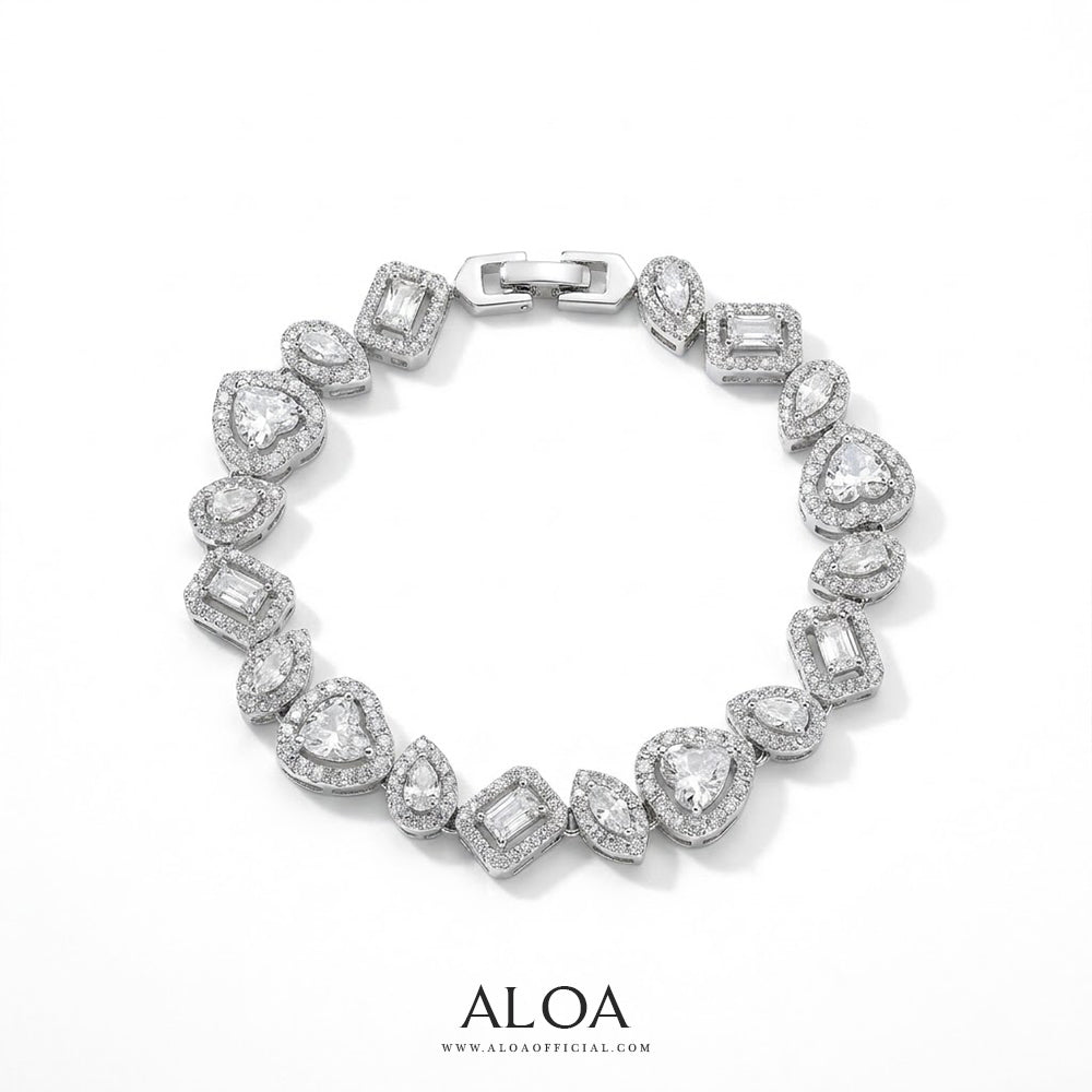 Mixed-Cut CZ Tennis Bracelet