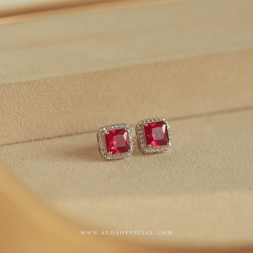 Ruby Red CZ Stud