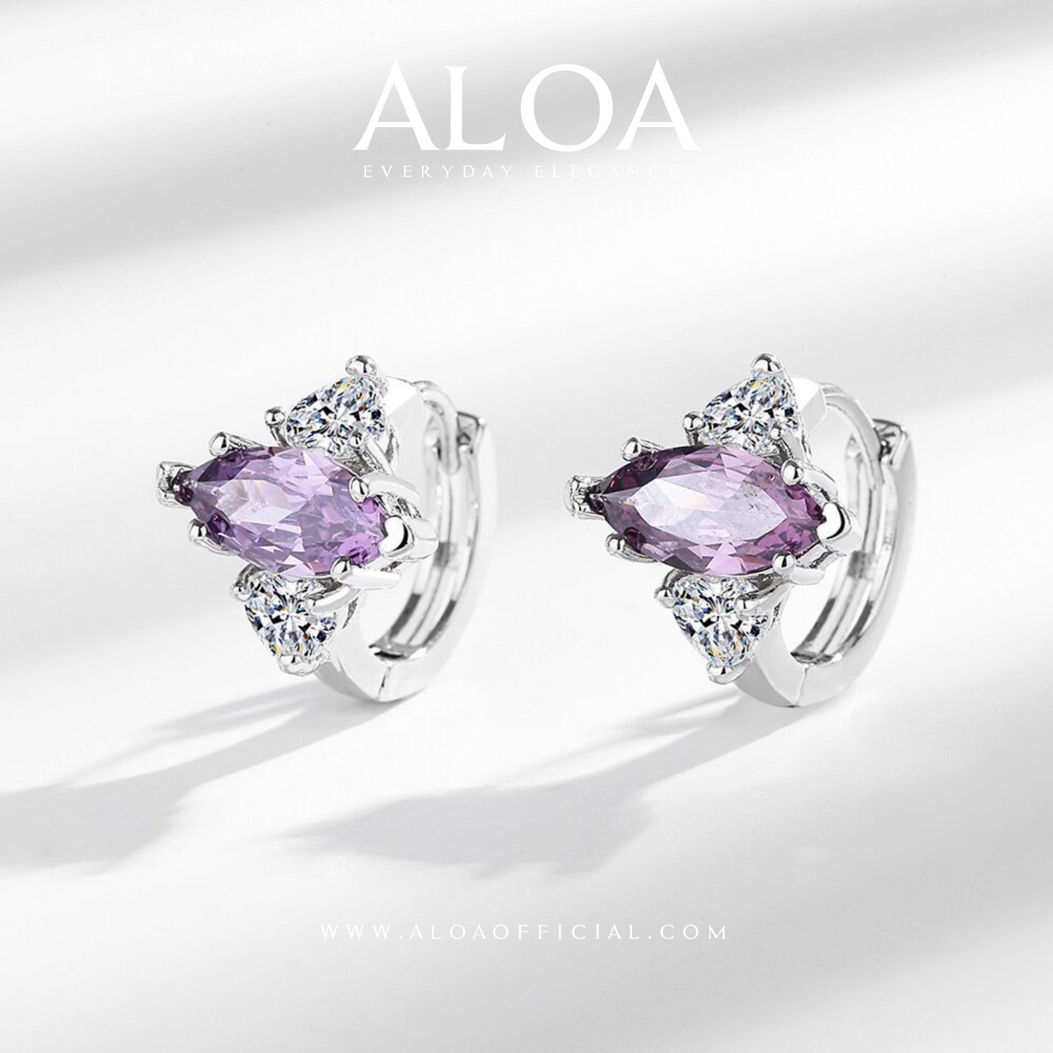 Mystic Blossom | Purple & White CZ Hoop Earrings