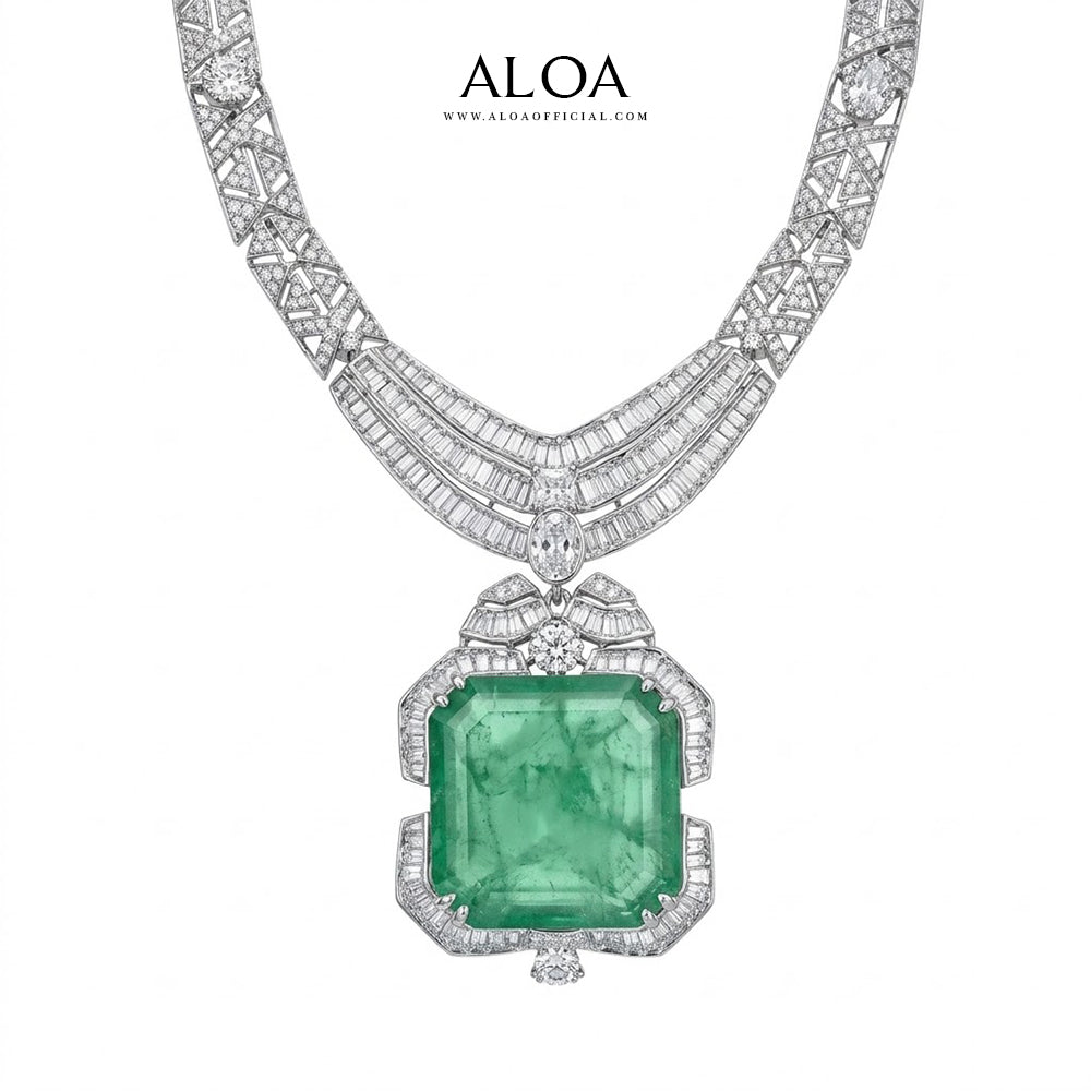 Emerald Cut Doublet Necklace Set