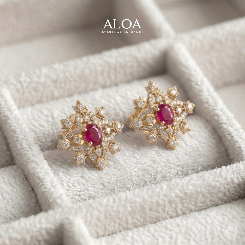 Crimson Starburst Studs