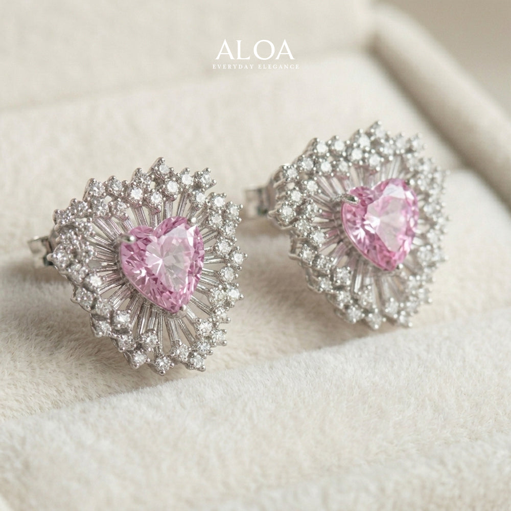 Sun Burst Heart Studs