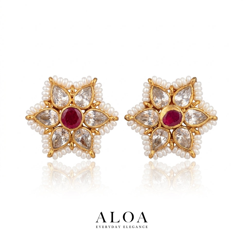 Petal Bloom CZ & Pearl Studs