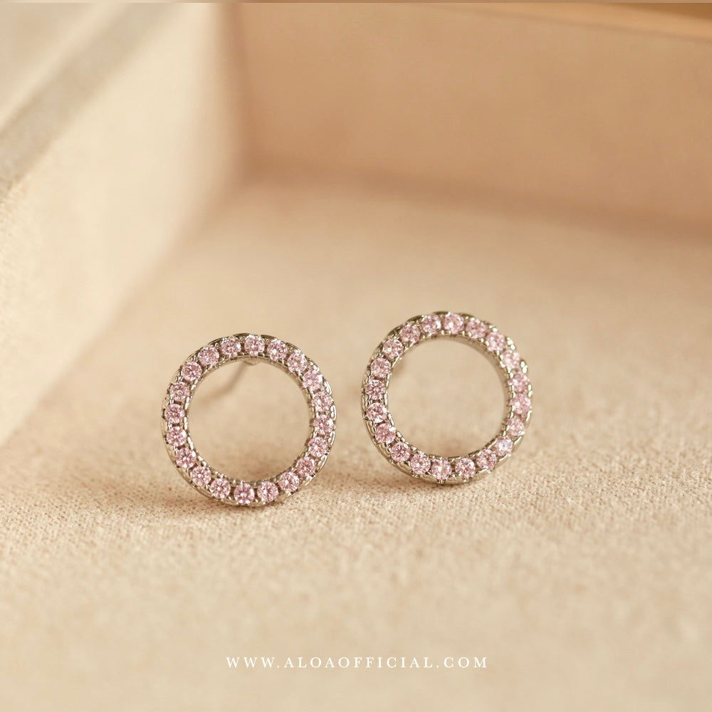 Pink CZ Halo Studs