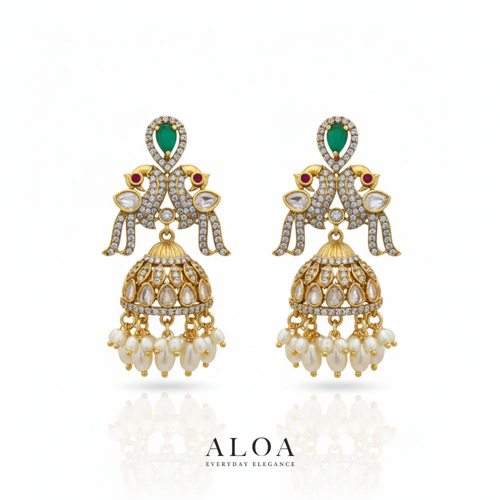 Royal Peacock Jhumka Necklace Set