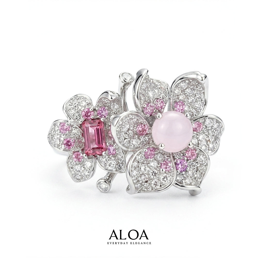 Twin Floral Adjustable Ring