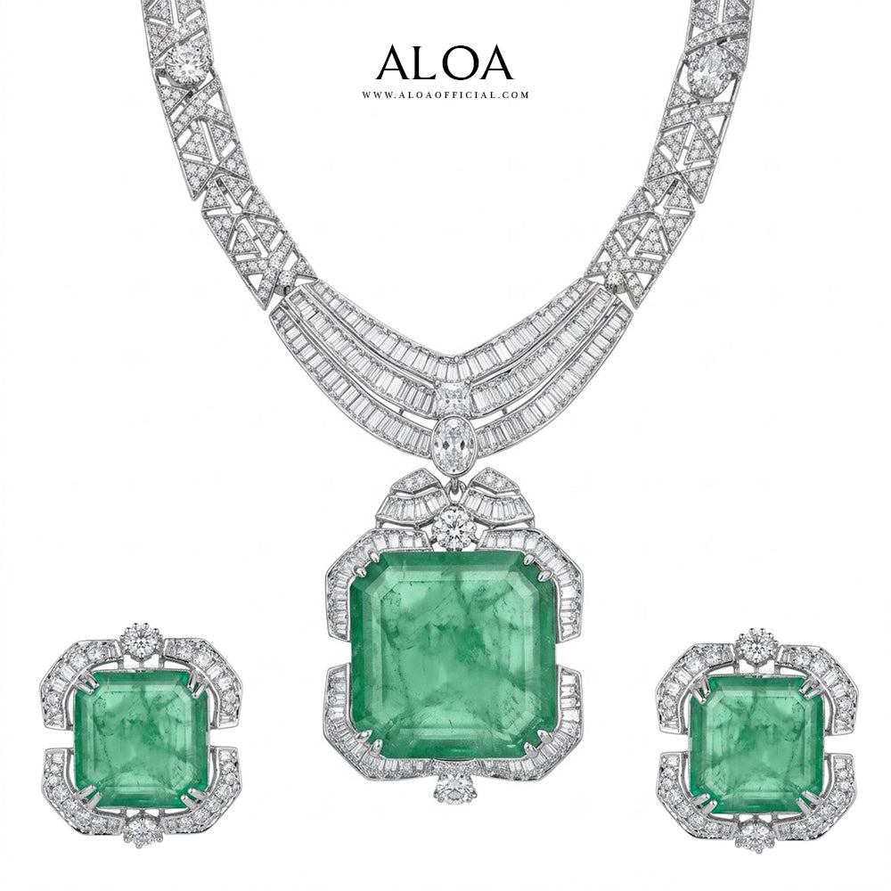 Emerald Cut Doublet Necklace Set