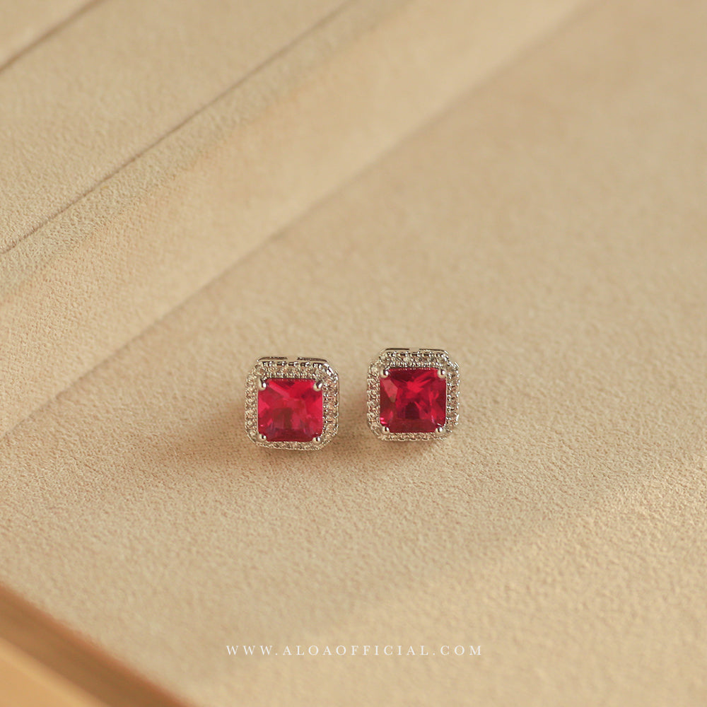 Ruby Red CZ Stud
