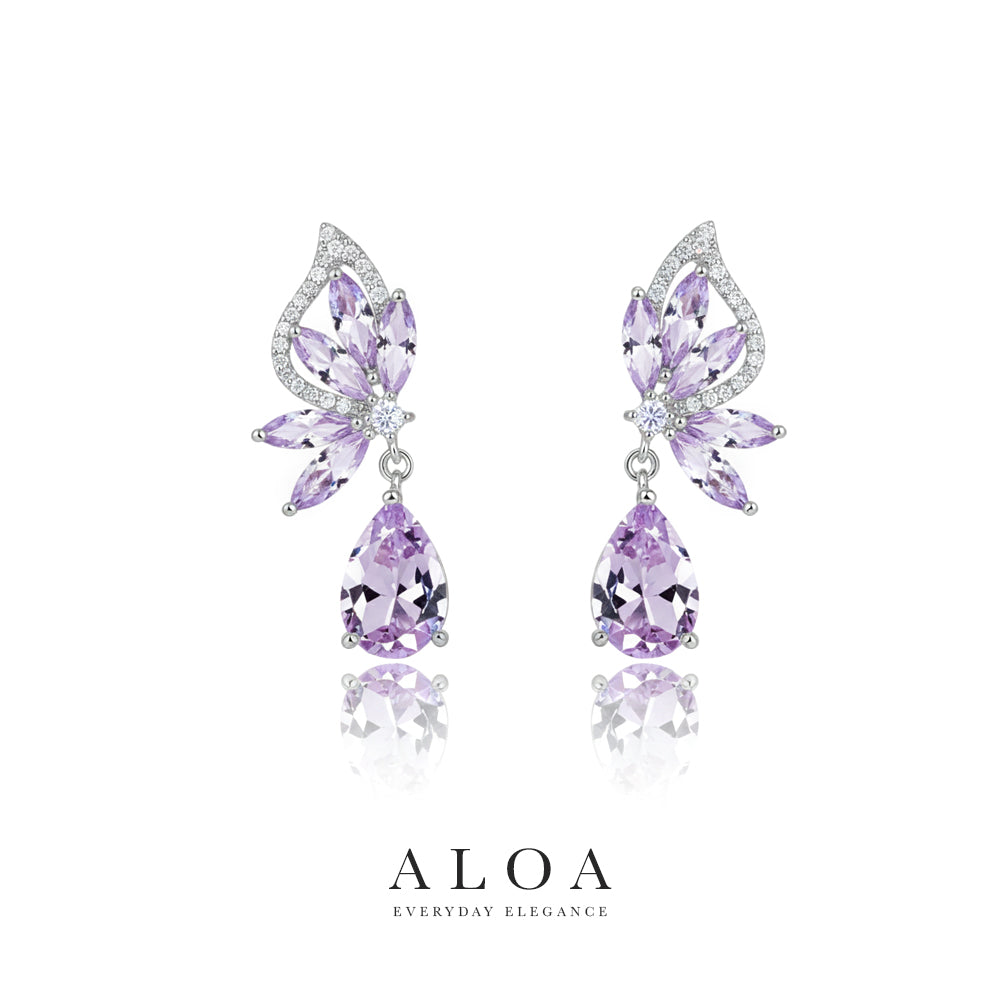 Purple Butterfly Drop Earrings