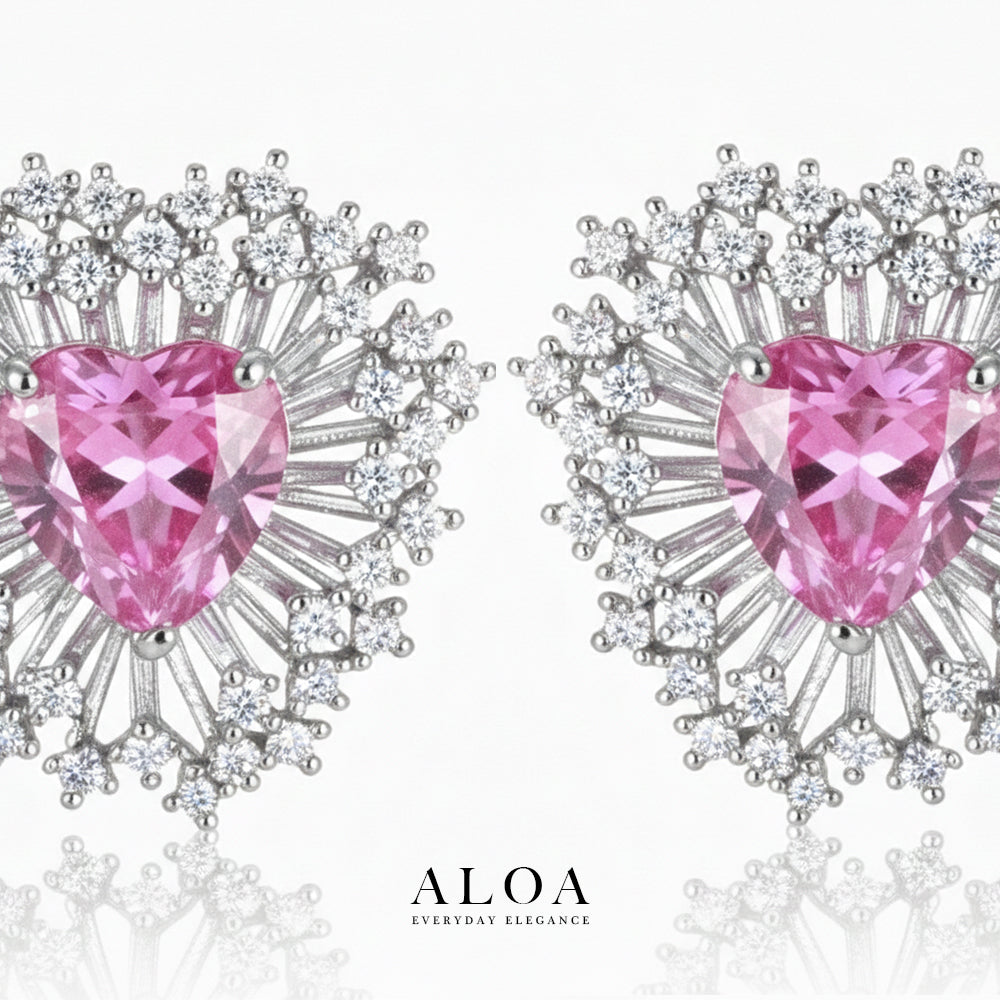 Sun Burst Heart Studs