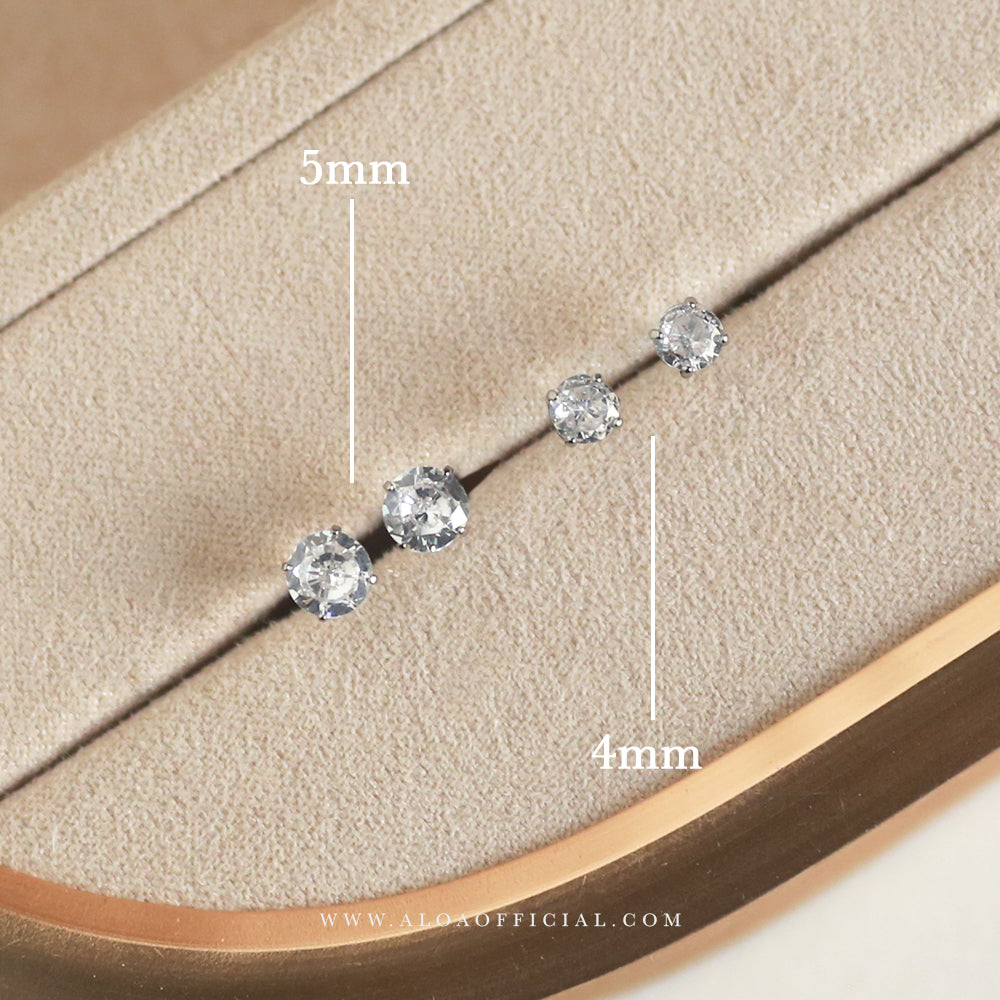 White CZ Screw Back Studs