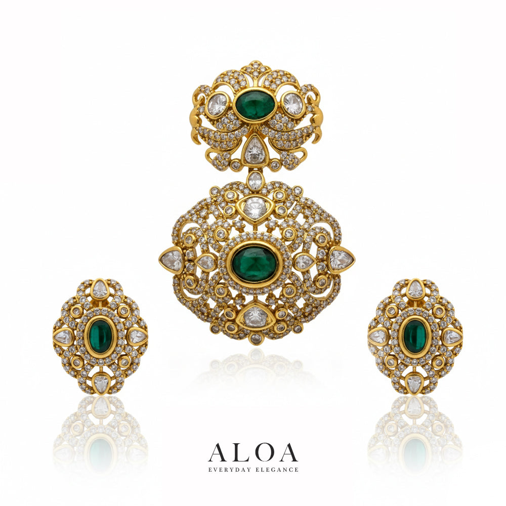 Emerald Pendant Set