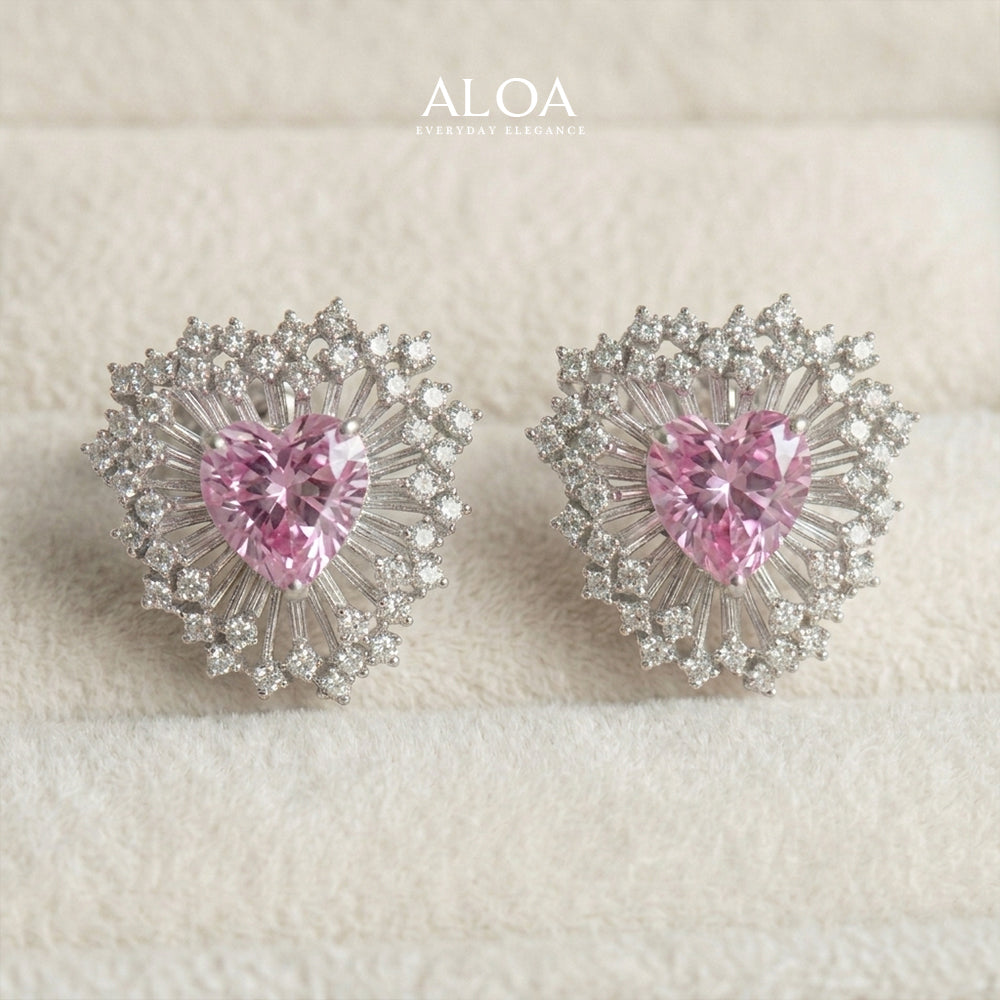 Sun Burst Heart Studs