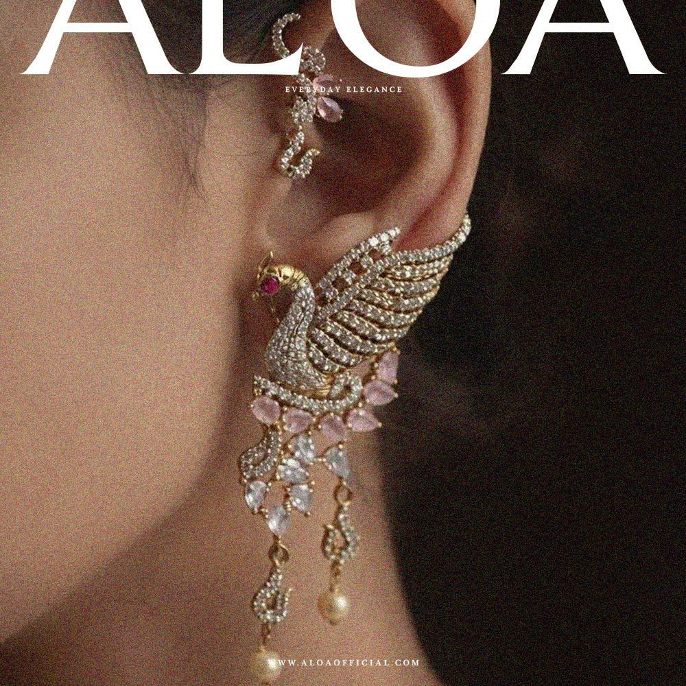 Rose Quartz Soaring Peacock Cuffs