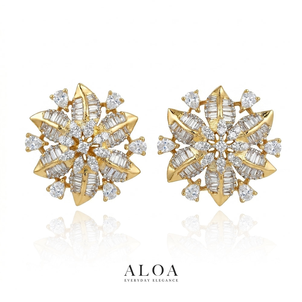 Sunburst CZ Stud Earrings