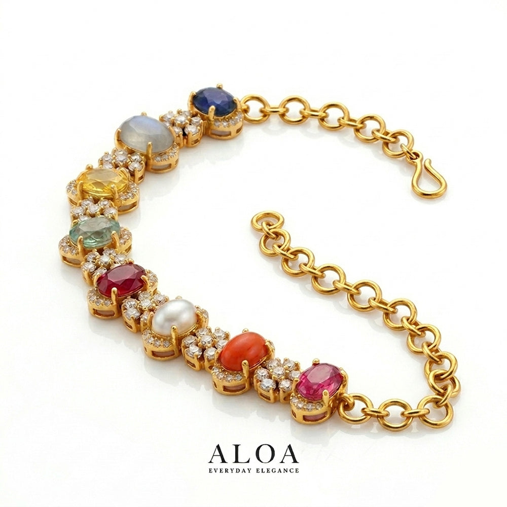 Navratna Heritage Multi-Gemstone Bracelet