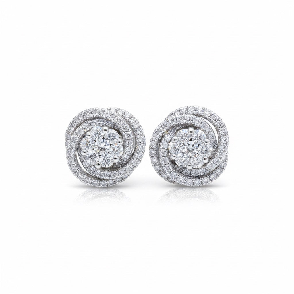 CZ Studded Rose Earrings