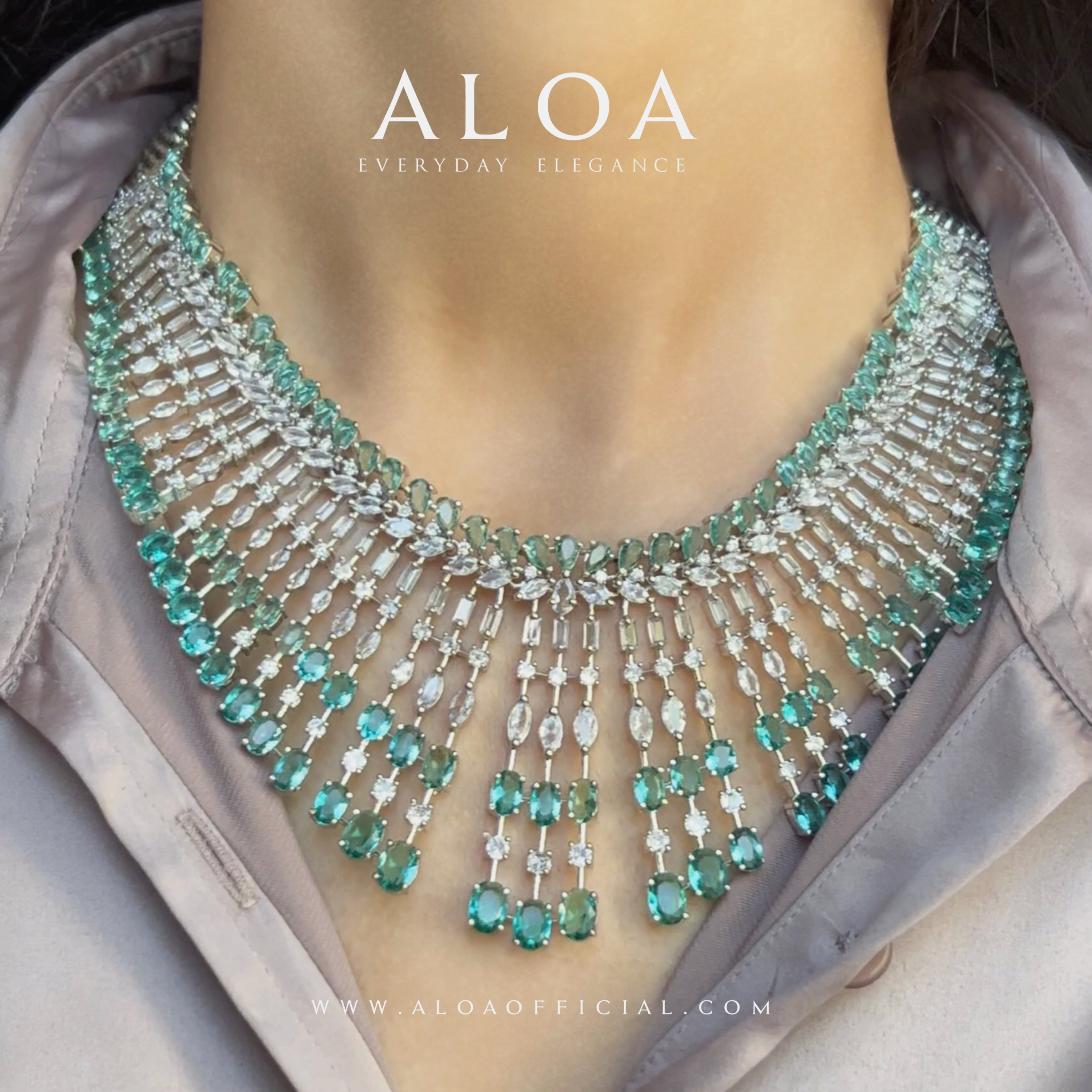 Majestic Glamour' Classy CZ Statement Necklace ALOA