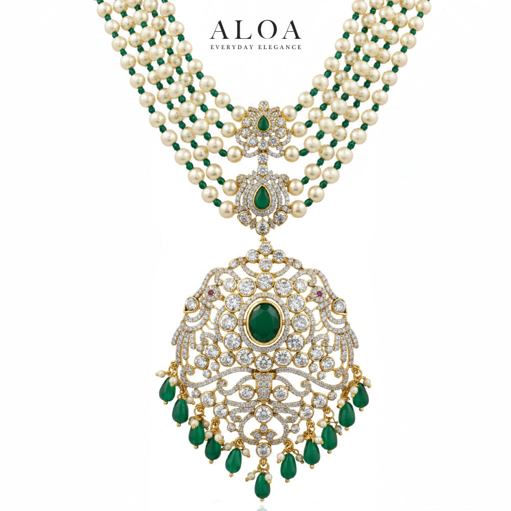 Pearl & Emerald Mala